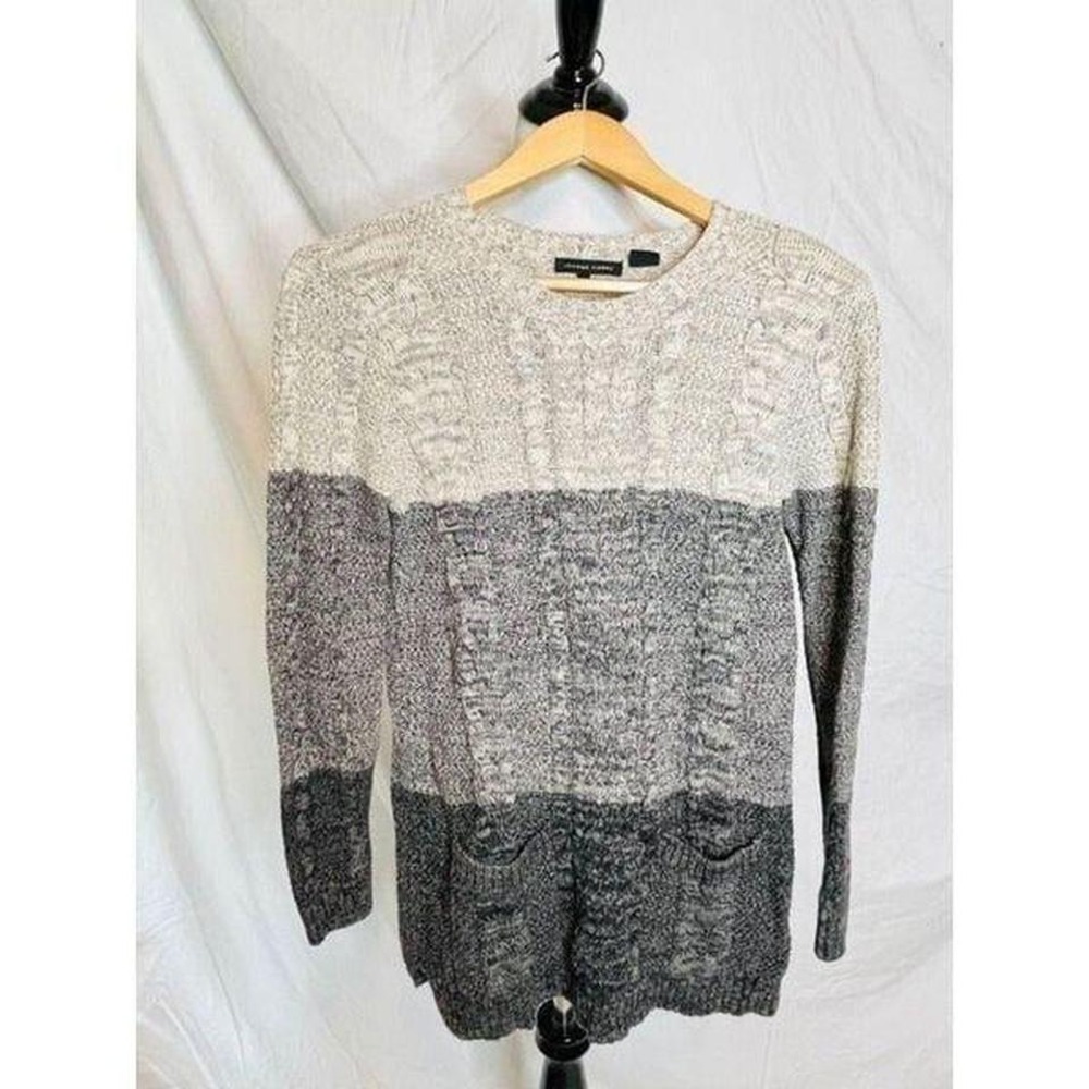 Quiet Luxury Minimalist Cable‎ Knit Sweater Cream Gray